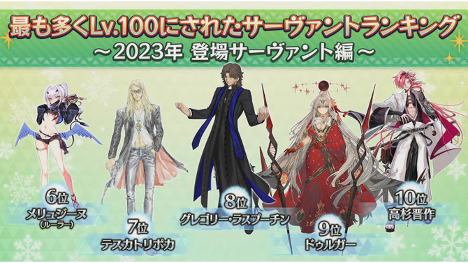 『FGO』2023年実装組で「最も多くLV100にされたサーヴァント」発表─トネリコ、ドラコー、水着アルキャスが三つ巴！