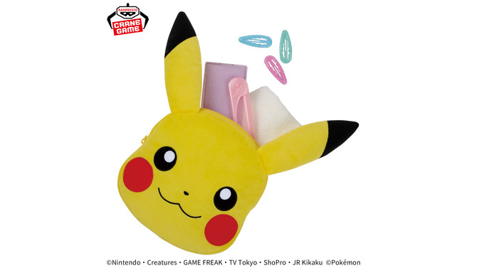 『ポケモン』ピカチュウ、パモ、パピモッチがかわいい！実用性バッチリの大きい顔型ぬいぐるみポーチがプライズ景品に