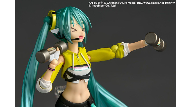 健康的なおヘソ！可動フィギュア「初音ミク　Fit Boxing Ver.」が登場ーダンベルや縄跳び、ゲームを再現可能なパーツも付属