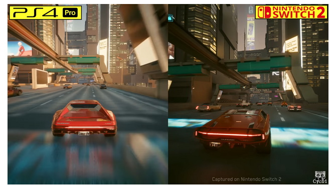 「スイッチ2」と「PS4 Pro」グラフィックの差は？ギラギラネオン輝く『サイバーパンク2077』の比較動画