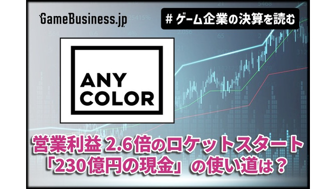 「にじさんじ」のANYCOLOR、営業利益2.6倍のロケットスタート―好調の裏で問われる「230億円の現金」の使い道【ゲーム企業の決算を読む】