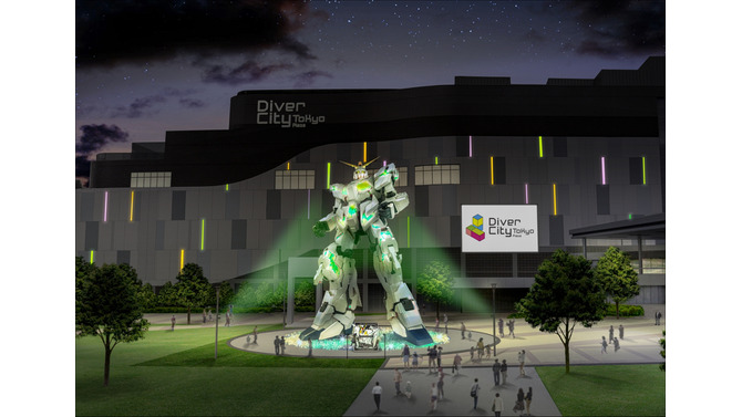 お台場・実物大ユニコーンガンダム立像が映画「機動戦士ガンダム 閃光のハサウェイ キルケーの魔女」テーマで、冬季限定ライトアップを実施