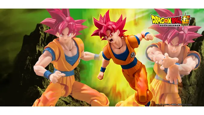 「ドラゴンボール超」より「超サイヤ人ゴッド孫悟空」アクションフィギュアが2バージョンで展開！3種の交換用表情パーツで様々なシーンを演出