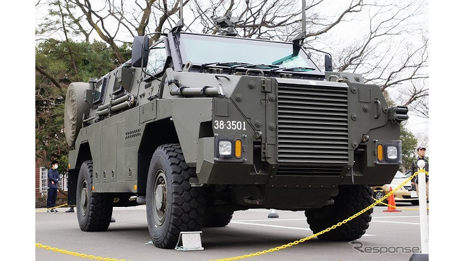 陸上自衛隊・広報センターで開催されたイベントで一般初公開となった輸送防護車（MRAP）。