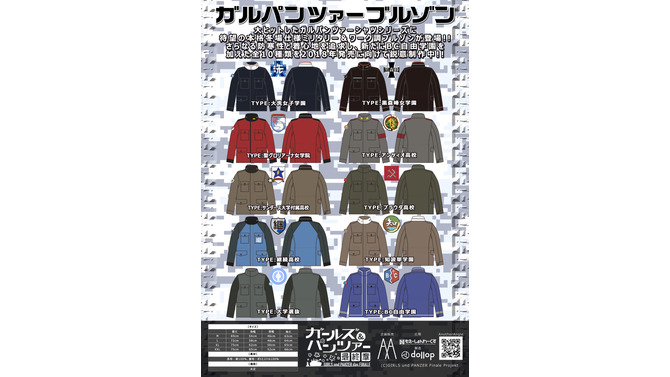 防寒性と着心地を追求した本格冬場仕様「ガルパンツァーブルゾン」新たにBC自由学園を加え発売決定