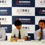 発表会に登壇したNEDOロボット・AI部プロジェクトマネージャー 安川裕介氏、千葉工業大学未来ロボット技術センター主席研究員 吉田智章氏、同センター所長 古田貴之氏、三菱重工業エネルギー・環境ドメイン原子力事業部主幹技師 大西献氏（7月12日、東京・品川 三菱重工業本社にて）