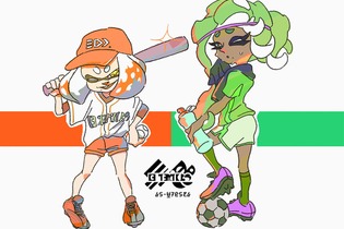 『スプラトゥーン2』北米フェス「野球VSサッカー」のイラストが公開―ユニフォーム姿のテンタクルズ可愛い！ 画像