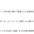 JRA公式サイト「開催競馬場・今日の出来事（6月22日（日曜））」より