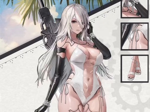 2Bだけじゃない…A2の水着衣装もムチムチセクシー！『勝利の女神：NIKKE』×『ニーア』コラボ復刻の新コスチュームが指揮官を惑わす 画像