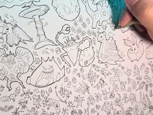 『ポケモン』1,025種類＋α大集合！1枚絵に図鑑やアイテムも描いたイラストレーター 画像