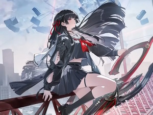 セーラー服に黒髪ロングな日本風美少女！『鳴潮』新キャラ「千咲」がいよいよ実装―武器は剣にも見える巨大なハサミ 画像