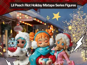 POP MART新作！リルピーチのホリデーミックステープシリーズがAliExpressで登場。音楽×冬デザインが可愛すぎる限定フィギュア【数量限定】 画像