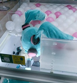 「そんなに嫌ですか？」 クレーンゲーム中の“拒絶ミクさん”に爆笑　絶妙な体勢で出口を拒む姿が話題に