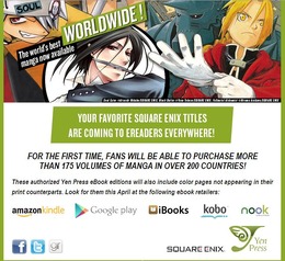 スクウェア・エニックス、マンガの海外同時配信4月からスタート ― 米国マンガ出版Yen Pressと協業