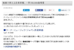 ニコニコ動画や生放送で「ワーナーミュージック」楽曲70万曲が使用可能に