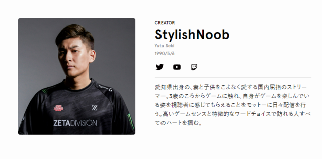 ZETA DIVISION公式サイトの同氏プロフィール