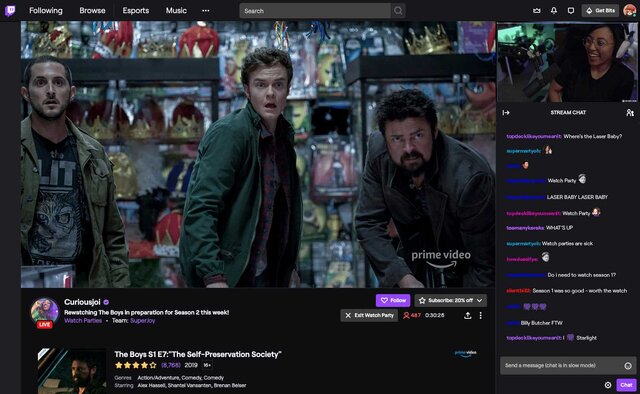 「Twitch」でもAmazonプライムビデオ「ウォッチパーティ」機能が4月2日に終了へ…類似機能の提供予定もなし