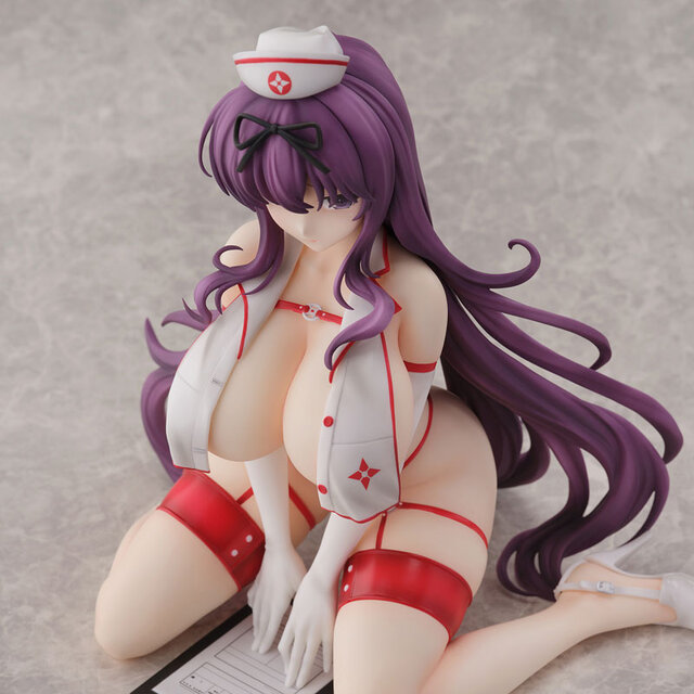 目のやり場に困るセクシーナース！『閃乱カグラ』大迫力1/4スケールで「紫」がフィギュア化―脱いだ姿はお手元で確認を