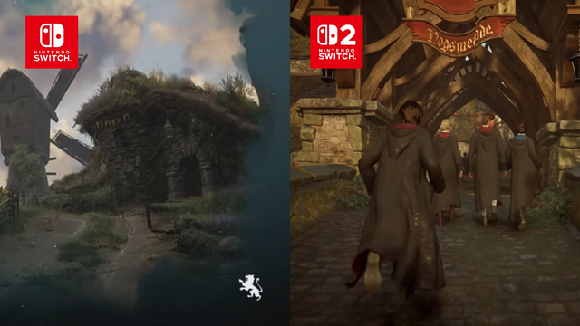 『ホグワーツ・レガシー』スイッチ2版とスイッチ版の比較動画。グラフィック向上だけでなくエリア間ロードもなくなる