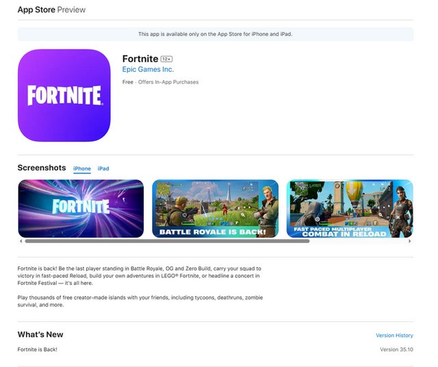 iOS版『フォートナイト』約5年ぶりに米国App Storeに復活！CEOも「みんな、ただいま」と感謝のコメント