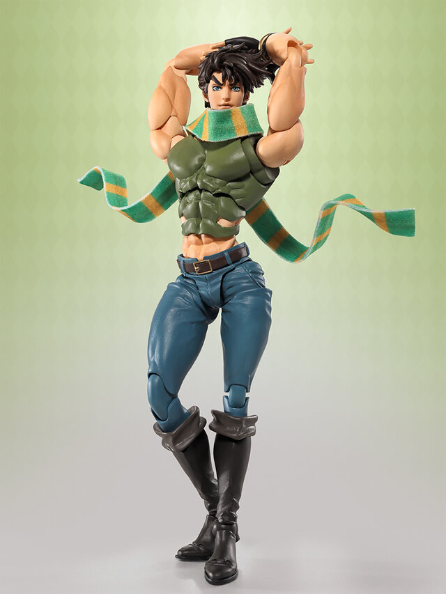 「ジョジョ」の象徴的ポーズと力強い筋肉を両立！「ジョセフ・ジョースター」がアクションフィギュア化ーワイヤー入りマフラーで流れるような動きを演出