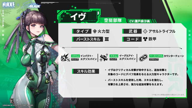 『勝利の女神：NIKKE』に『Stellar Blade』「イヴ」「レイヴン」実装！ タイプやバーストスキルも判明、「リリー」はSRで配布