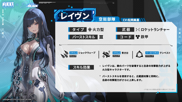 『勝利の女神：NIKKE』に『Stellar Blade』「イヴ」「レイヴン」実装！ タイプやバーストスキルも判明、「リリー」はSRで配布