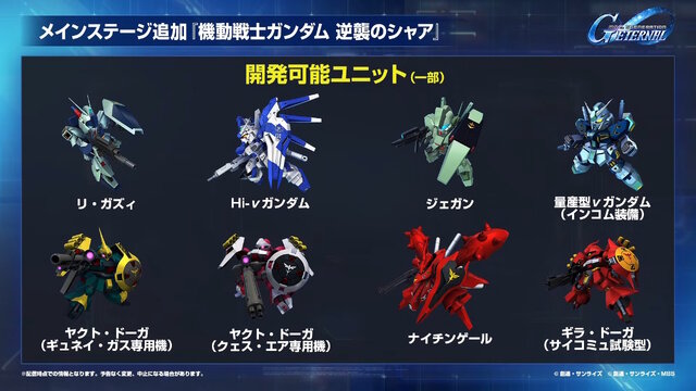 『Gジェネ エターナル』SEED DESTINY、逆襲のシャア、SDガンダム外伝など5作品が順次参戦へ―それぞれの開発可能ユニットも一部公開【生放送まとめ】