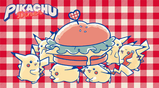 ダイナーを手伝うピカチュウが可愛い！ちょっとレトロな新グッズ「PIKACHU DINER」として、ぬいぐるみやエプロンなどを用意