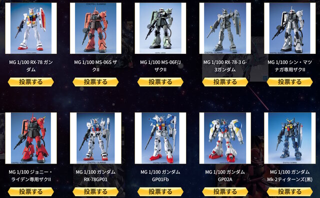 再販MGガンプラを皆で決める「MG決選投票2025」開催中！「MG ディープストライカー」や「MGEX ストフリ」まで悩ましいラインナップ