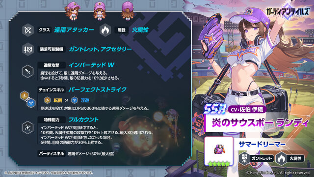 大胆に魅せるおなか！『ガーディアンテイルズ』にて新英雄「炎のサウスポー ランディ」実装ー開花すると夏らしい衣装へイラストやドット絵が変化