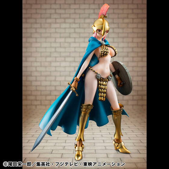 兜やマントを外すとより美しい…！「ワンピース」ドレスローザ編より、大胆な鎧を纏った「剣闘士 レベッカ」フィギュアが復刻
