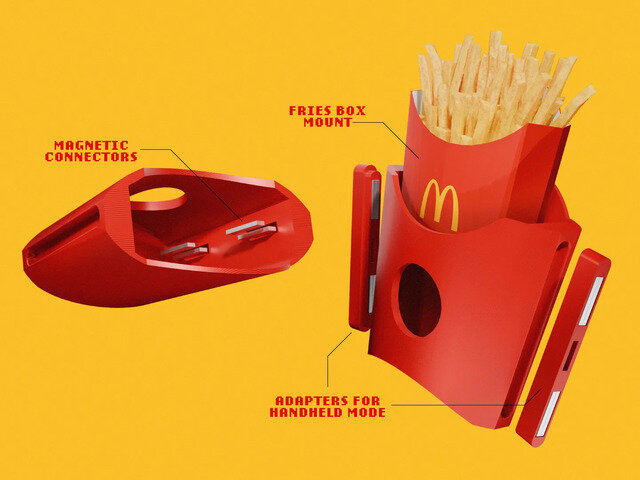 フライドポテトMサイズをすっぽり収納のスイッチ2ジョイコンホルダー3Dプリントモデル無料公開