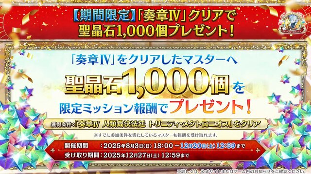 『FGO』奏章IVクリアでもらった「聖晶石1000個」、まだ残ってる？ 水着前になくなった？ 史上最大級のプレゼントの行方を調査【アンケート】