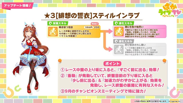 『ウマ娘』4.5周年で「スティルインラブ」が実装！新ウマ娘にしてライバル「アドマイヤグルーヴ」や「ステイゴールド」もサポカで参戦