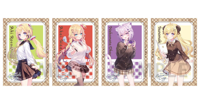 ホロライブ・赤井はあと、猫又おかゆら4名が秋らしい制服姿に！「オータムフェア in ゲーマーズ」が全国5店舗にて開催決定
