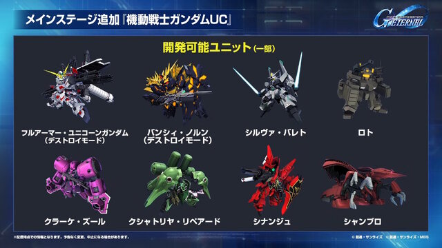 『Gジェネ エターナル』ガンダムUC、閃光のハサウェイ、0083第2弾など5作品が順次参戦へ！それぞれの開発可能ユニットも一部公開