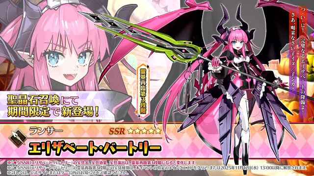 『FGO』★5エリちゃん、ついに参戦！配布の「★4 終わりのエリザベート」も含めた2騎の新規サーヴァント発表