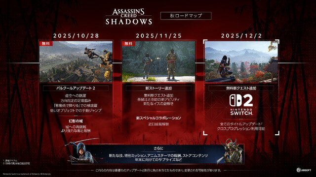 スイッチ2版『アサシン クリード シャドウズ』12月2日発売決定！いつでもどこでも戦国アサシン