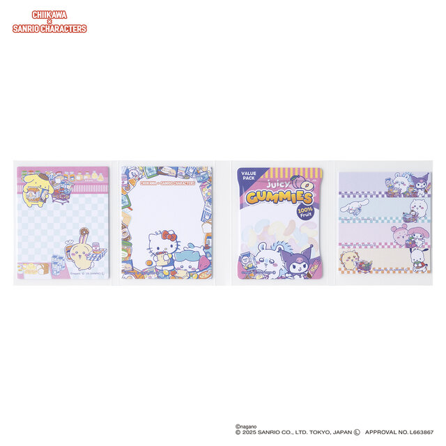 「ちいかわ×サンリオキャラクターズ」コラボグッズがむちゃカワ！“スーパーマーケット”風アイテムほか、ハローキティを着たハチワレなども