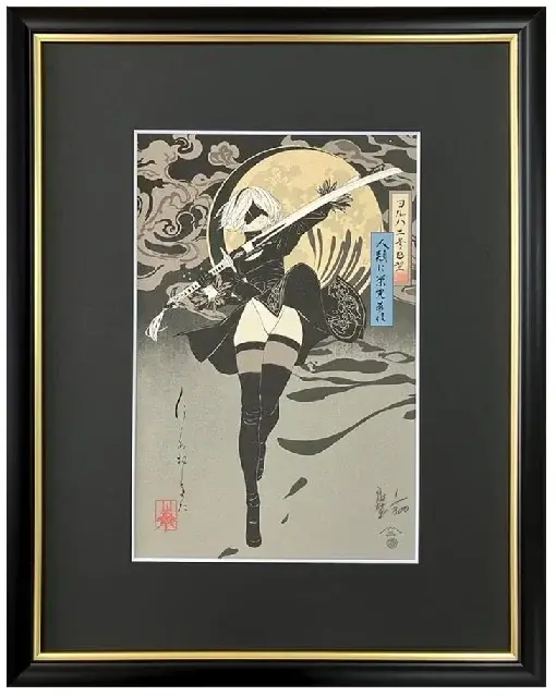 江戸の伝統技術で「2B」を刻む！『NieR:Automata』浮世絵が300部限定販売