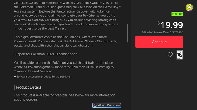 『ポケモン ファイアレッド・リーフグリーン』がスイッチ移植か？eショップに突如掲載、Pokémon HOME対応も