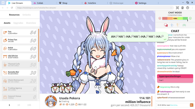 ホロライブ・兎田ぺこらがクリッカーゲーム『Holoidle』に参戦！こぼ・かなえるなども追加のDLC「Idol Character Pack」配信開始