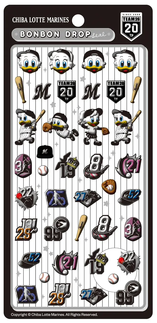 プロ野球界初！千葉ロッテマリーンズの「ボンボンドロップシール」が新登場―ピンバッジ風、選手コアラ、チャンスくんの3種類