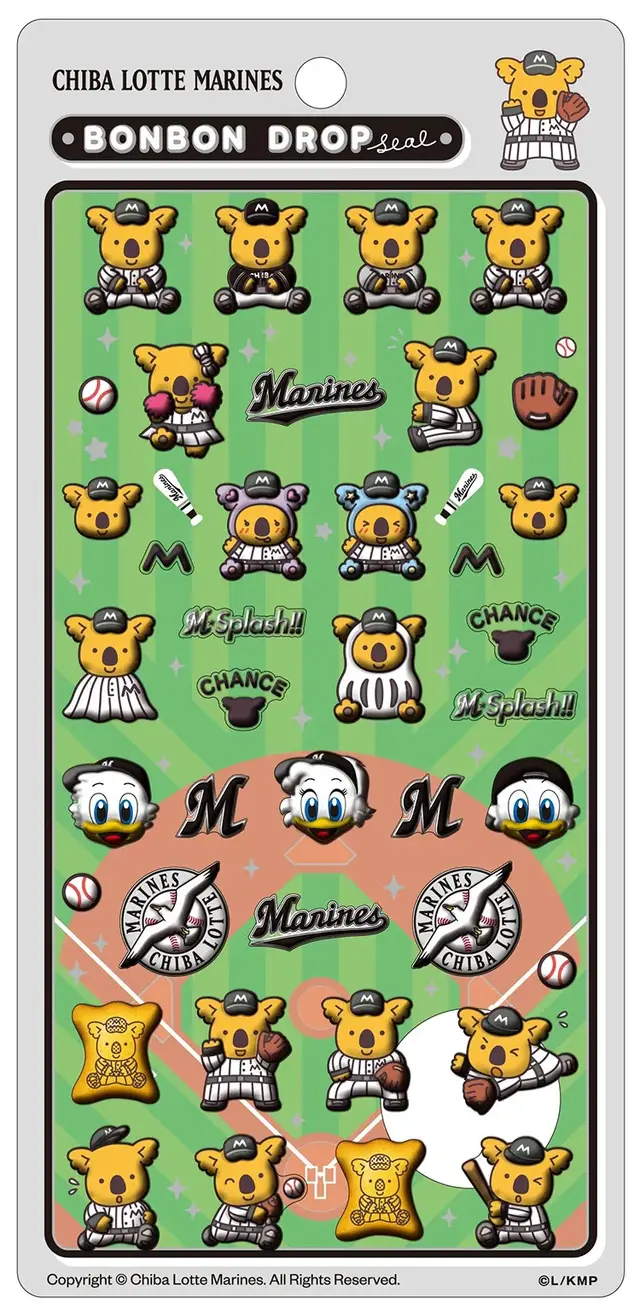 プロ野球界初！千葉ロッテマリーンズの「ボンボンドロップシール」が新登場―ピンバッジ風、選手コアラ、チャンスくんの3種類