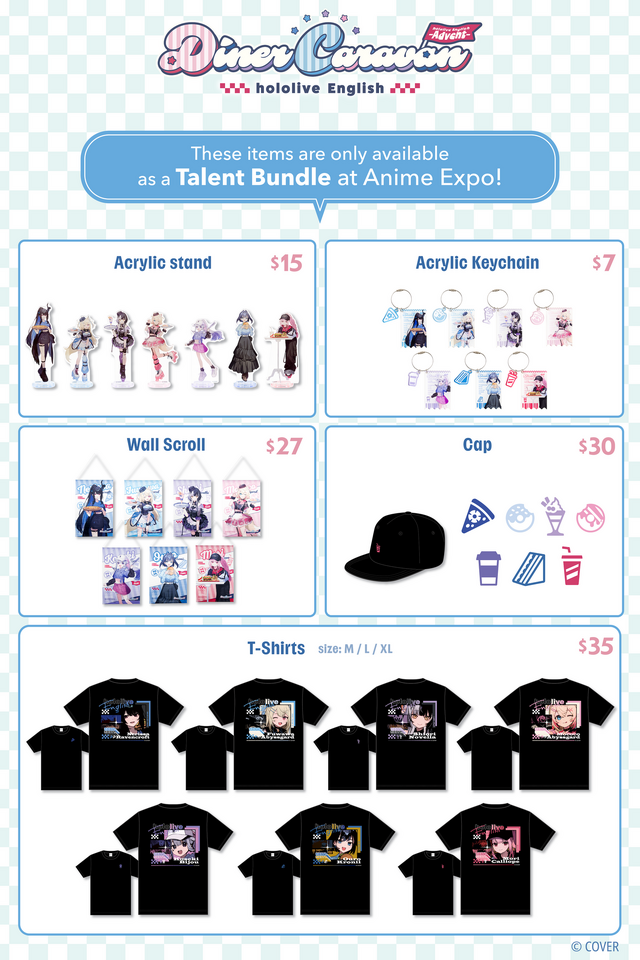 森カリオペやフワモコなど、ホロライブENメンバーの描き下ろしイラスト！新グッズ企画「Diner Caravan」が発表