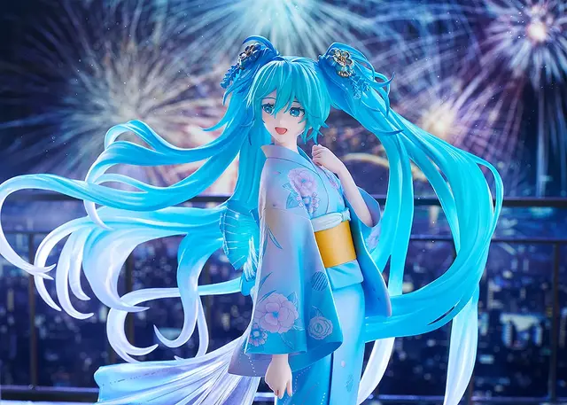 「初音ミク」が花火&ドローンショーのメインビジュアルで立体化！クリアパーツ使用のツインテールと大きく広がる帯が幻想的