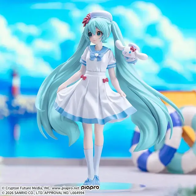 「初音ミク×シナモロール SummerVer.」が7月24日より展開！涼やかな白のマリン服で可愛さMAX