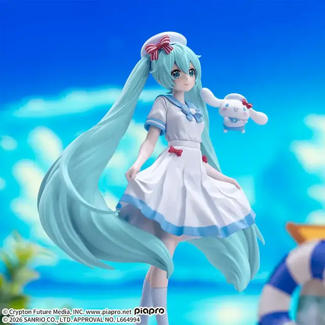 「初音ミク×シナモロール SummerVer.」が7月24日より展開！涼やかな白のマリン服で可愛さMAX