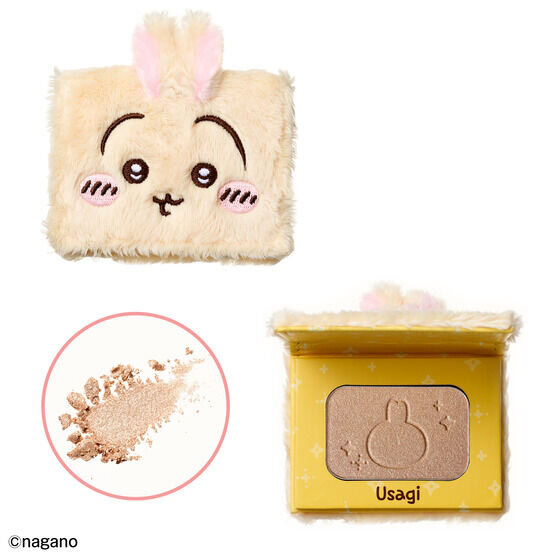 「ちいかわ」毎日のメイクが楽しくなる！もふもふのおかお刺繡コスメ「ふわかおこんぱくと」に、うさぎゴールドラメ など全4種